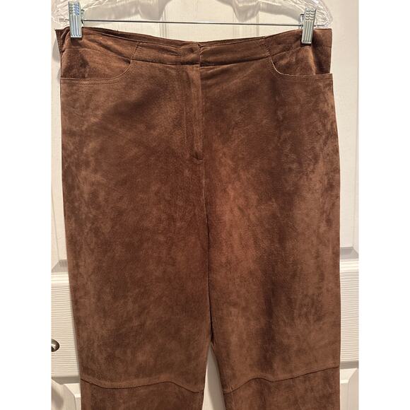 Vintage Kenneth Cole reaction suede leather retro brown high rise lined pants 10 - Picture 8 of 16
